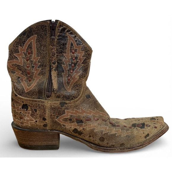 Lucchese Diva Savina Cowboy Boots Brown 7 B Western Ankle Limited Edition - Picture 5 of 11